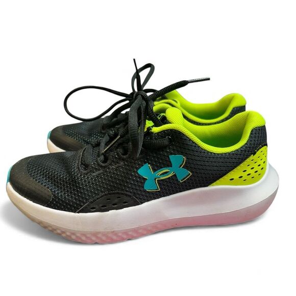 Under Armour Kids Black and Neon Green Sneakers - Picture 4 of 8